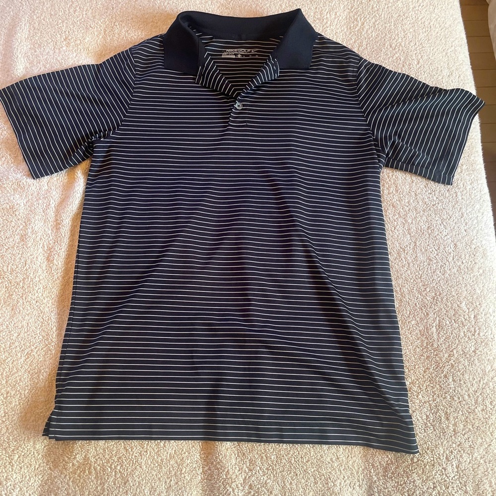 Men's Nike Golf Polo Shirt Dri-Fit Black Striped XL